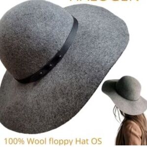 Charcoal Gray Wool Hat 4” Wide Brim Floppy Boho Cottagecore Peasant Romantic Hat